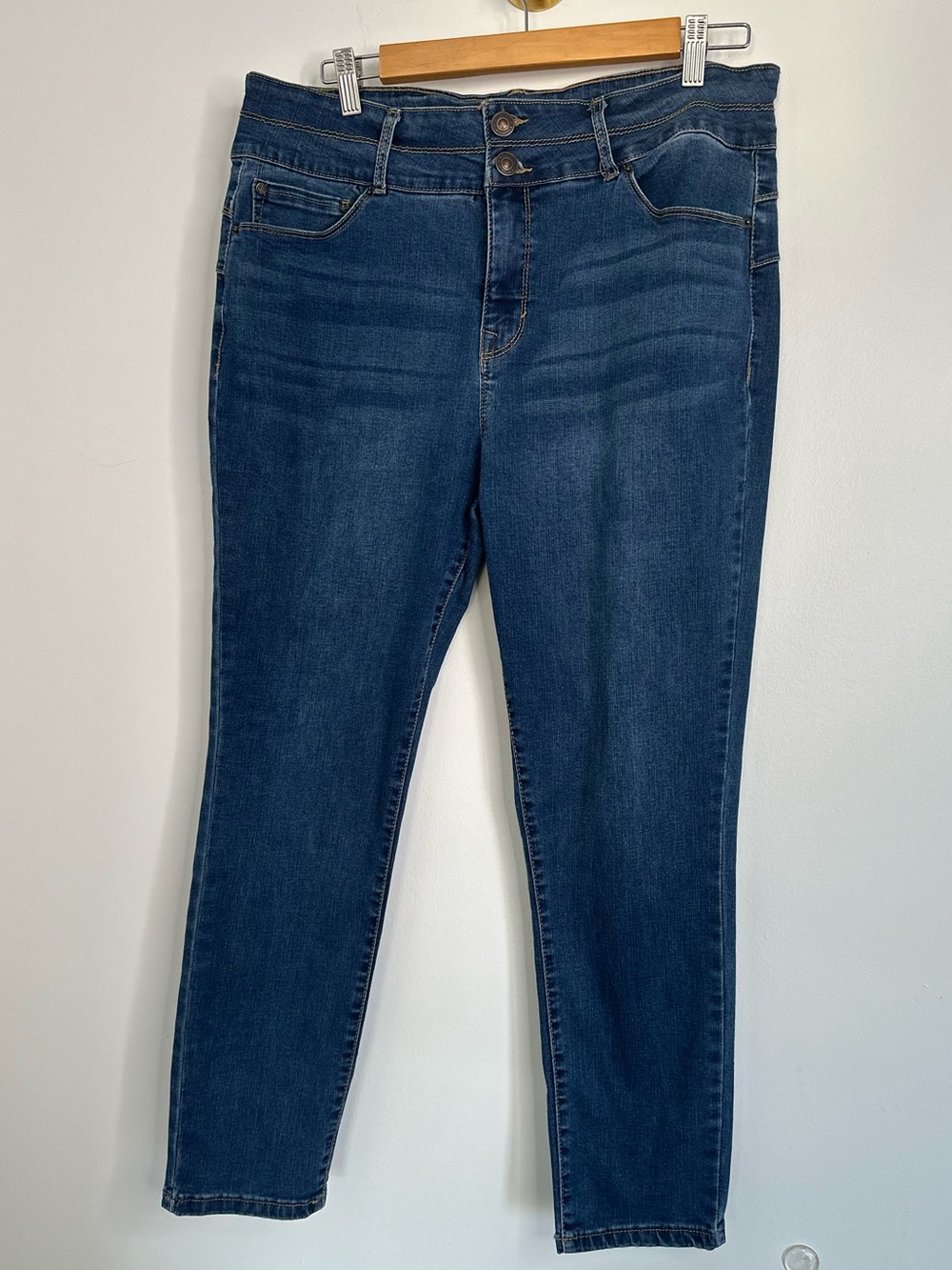 Curve Appeal Scott High Rise Skinny Jeans 16/33 Stretch Y2K Double Button - Picture 2 of 14